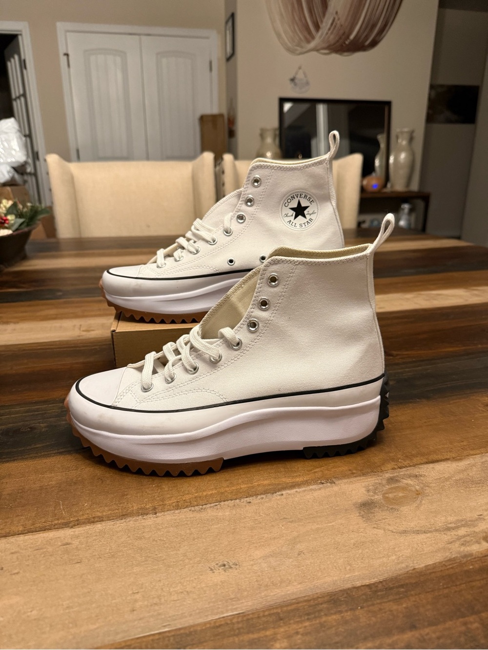 Converse White High-Top Platform Sneakers with Gum Outsole